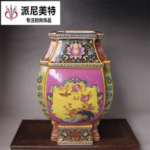 大清雍正珐琅彩四方花鸟尊瓶 古董古玩 复古中式摆件仿古瓷器收藏