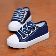 春秋透气学生大童鞋儿童帆布鞋男童女童板鞋休闲鞋宝宝布鞋 蓝色 27码