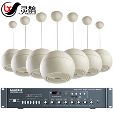 灵鹊 MS3025U吊球音响喇叭吊挂音箱套装 定阻定压蓝牙功放背景音乐公共广播系统店铺商场 （同轴高低音)1拖7
