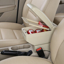 雪佛兰经典科鲁兹扶手箱中央原装老款科鲁兹手扶箱内饰改装配件免打孔双层储物盒 米色-9usb-伸缩-双层加厚型