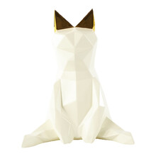 本艺术空间 摩登马戏团《美丽猫》多边形几何型猫咪摆件 家居手工雕塑儿童房卧室客厅书房办公室装饰品 本白色