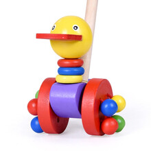儿童学步玩具拖拉杆木制手推杆推推乐车男孩女孩小孩婴幼儿宝宝1-3岁礼物益智 扁嘴鸭推推乐