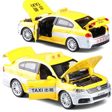 儿童玩具 1：32合金汽车模型红旗H7出租声光回力北京出租车大众凯美瑞北京现代出租车合金车男孩玩具 大众朗逸出租黄色