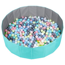 海洋球折叠池儿童家用男女宝宝沙滩玩具室内围栏婴儿决明子沙波波球 1.2米蓝池+爬行垫+500海洋球