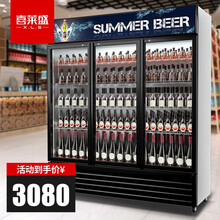 喜莱盛饮料展示柜冷藏柜双门保鲜柜立式冰柜 超市便利店冰箱单门双门三门冷饮柜啤酒柜冷藏鲜花柜 三门-高端黑 直冷