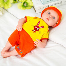 智能仿真婴儿洋娃娃会说话的布娃娃软胶宝宝家政早教女孩儿童玩具 JX255晶鑫18号黄色小猫 《无声版》陪睡娃娃