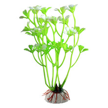 鱼缸造景装饰仿真假水草花草植物柔软塑料小号水族箱懒人布景摆件 CX25白绿-高11CM