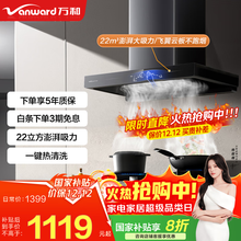 万和（Vanward）家用欧式顶吸抽油烟机 22m³大吸力 挥手智能感应 一键热清洗X739A 家电国家补贴