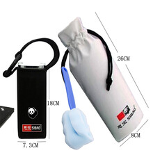 思宝杯套玻璃杯套保温杯套礼品套装PU防水皮质杯袋定制 海绵杯刷硅胶棕色杯套水杯套玻璃套旅行杯套 黑色(1号250ml-500ml)