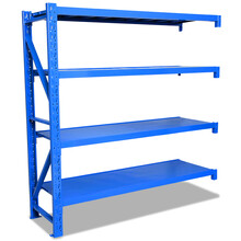 皇球中型重型仓储货架层架仓库收纳架展示架置物架子 车库金属角钢货架500kg/层蓝色200*60*200cm四层副架