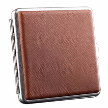 STAR恒星烟盒20支装男士香菸个性创意自动金属皮质烟盒 棕色烟盒