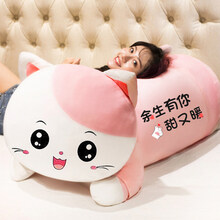猫咪公仔毛绒玩具大号抱枕女生床上陪睡布娃娃可爱猫咪玩偶超软萌公仔娃娃七夕送女友生日礼物 趴趴猫可爱款粉.甜又暖 【促销价】1米送玫瑰+彩袋