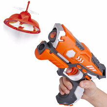 儿童玩具枪CS对战ufo飞行器红外线感应电动连发声光枪绝地求生吃鸡3-5岁六一儿童节礼物 单枪版【橙色枪+1飞碟】新款飞碟版