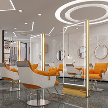 美发店镜台不锈钢底座镜台简约镜潮款带灯镜雷动 钛金双面 官方标配