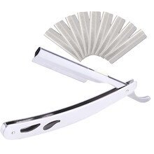 老式剃须刀 剃刀 剃须刀 刮胡刀 剃须刀手动 刮毛 刮胡 胡须刀 剃胡刀 刮胡子 刀片 刮胡刀片 YM:钢制刮刀+50刀片