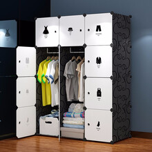 衣柜简约现代经济型组装小户型塑料布大衣柜子简易租房家用衣橱 12门6格2挂
