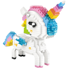 LOZ俐智 网红卡通玩具积木小颗粒拼装 男女孩玩具模型 粉红豹独角兽动画儿童钻石积木生日礼物 9204独角兽