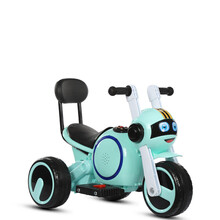 婴幼儿童电动摩托车三轮车1-3-5岁男女童车宝宝可坐人充电童车 浅绿色无推把+无护栏+礼品