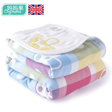妈妈果 婴儿纱布浴巾纯棉洗澡巾新生儿大毛巾被子儿童宝宝盖毯夏季超柔 6层纱布 蘑菇(110*110cm)