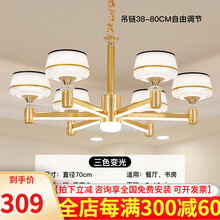 ‼️新中式吊灯客厅灯全屋灯具客厅现代简约轻奢北欧卧室餐厅灯2021年新款灯臂发光灯佛山灯具照明 金棠6头三色变光