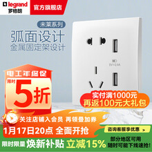 罗格朗开关插座面板 未莱系列陶瓷白色86型薄款暗装磨砂质感清单报价 10A五孔带双USB充电插