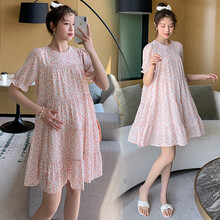 小兀 孕妇装夏装孕妇裙夏季夏天外穿孕妇连衣裙宽松大码孕妇裙子孕妈装 图片色 M
