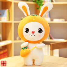 兔子毛绒玩具抱枕可爱小白兔布娃娃网红卡通超萌布偶抱睡公仔床上安抚玩偶女孩娃娃女生生日礼物 橙子款 30厘米
