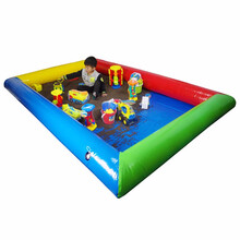 儿童充气沙池广场摆摊决明子玩具套装 户外小孩玩沙子挖沙玩具大型组合沙滩池乐园家用 加厚16平方30套玩具+300斤决明子