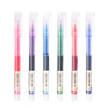 白雪T16直液式走珠笔0.5透明磨砂中性笔针管型水彩笔学生学习用考试笔彩色水笔批发手账笔套装办公用品 彩色各1支-6支装