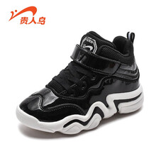 贵人鸟童鞋男女童运动鞋2020新款春秋款冬季加绒棉鞋韩版男孩中大童儿童鞋子 黑色 32