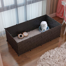 宠趣汇 狗笼子室内中小型犬栅栏隔离门狗窝挡狗板防护栏自由组合宠物围栏 12片装-时尚黑