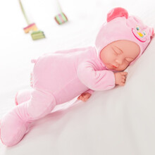 智能仿真娃娃玩具婴儿毛绒音乐娃娃会说话软胶安抚陪睡洋娃娃会唱歌睡眠娃娃女孩宝宝儿童玩具 熊款粉色 35厘米【无声版】