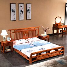 御皇城红木家具非洲花梨（学名：刺猬紫檀）实木床 双人床 现代简约全实木中式古典主卧大床 新中式大床 1800*2000