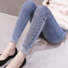 2021春季新款孕妇牛仔裤时尚百搭孕妇裤子外穿修身小脚铅笔裤长裤夏季新款 蓝色 L