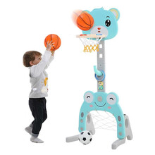 【声光感应】儿童篮球架1-3-6岁可升降投篮小孩玩具男孩4-12岁宝宝室内家用二合一篮球框足球门 加高小熊款【含2个球+故事机+套圈+打气筒】