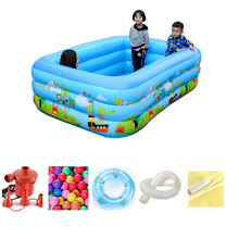 哈乐猫儿童游泳池宝宝洗澡家用大型加厚婴儿小孩超大号家庭充气水池幼儿园游泳池 抗晒1.8米三层印花戏水套餐