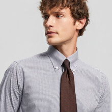 ByCreations柏品男士商务休闲纯棉长袖衬衫素雅修身百搭纽扣领职业正装维希格小众衬衣男 蓝白维希格 38