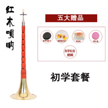 乌木红木唢呐儿童初学者全乐器D调民族演奏乐器 红木D调黄碗+五种礼品