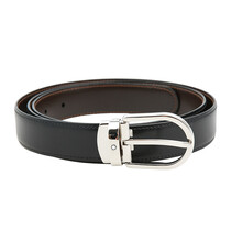 万宝龙MONTBLANC腰带马蹄形针式带扣黑棕色皮革皮带120x3厘米U0112349