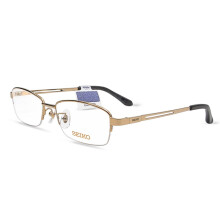 精工 SEIKO眼镜架男纯钛商务半框近视眼镜框配镜成品防蓝光H01120 金色C1 单买镜架