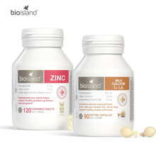 【香港直邮】澳洲进口 佰澳朗德Bio island 比奥岛 补锌片 婴幼儿宝宝 儿童 补锌咀嚼片+乳钙软胶囊 各一瓶