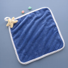 倾随如卓 擦手巾可挂式 卡通吸水毛巾珊瑚绒厨房卫生间抹手巾 流星蓝包边款（2条）