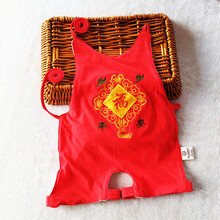 小孩子睡觉穿的肚兜儿童肚兜套装夏季婴儿衣服红男女宝宝带脚连腿肚兜五毒 刺绣岁岁平安 连腿款 73建议0-9个月