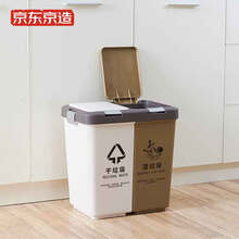 京东京造 双色分类垃圾桶 双色组合式手按垃圾桶垃圾箱双桶带盖垃圾桶清洁分类垃圾桶20L北京苏州武汉