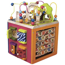 北美比乐 B.toys 木制多功能百宝箱绕珠青年大学活动中心儿童数字识图益智玩具 动物园木立方 BX1004X欢乐动物园