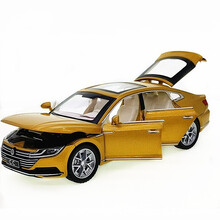 1:32 大众朗逸合金汽车模型四开门声光回力仿真收藏玩具车礼物途观途昂大众CC帕萨特合金车 大众CC金色 盒装