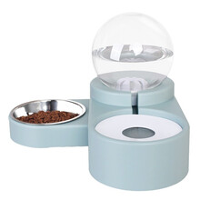 【2.8L大容量】可调节猫碗狗碗不锈钢狗盆猫饭盆宠物食盆猫咪狗狗用品自动饮水器防湿嘴喂食双碗喝水器 蓝色