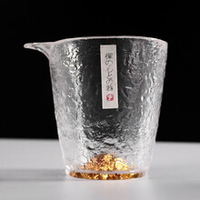 陶立方 描金底锤纹公杯手绘耐热盖碗金山玻璃锤目纹大号手工泡茶碗 品茗杯 金山公杯