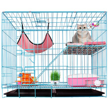 【时效无忧 加粗加密】憨憨宠 猫笼 侧开门折叠猫笼子猫别墅双层三层猫舍猫窝宠物猫咪用品大号龙猫笼子 蓝色 600双层
