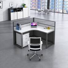 创圣办公桌椅组合钢架款4人屏风办公桌单人职员办公桌办公家具双人卡座工位现代简约 L型单人位(不含柜椅)